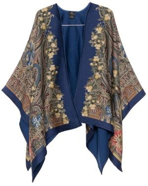 Etro Paisley Print Cape - Blue