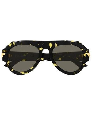 Bottega Veneta Double Bridge Aviator Sunglasses - Black