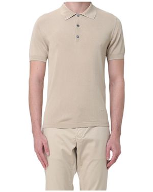 Emporio Armani Button Detailed Short-Sleeved Polo Shirt - Natural