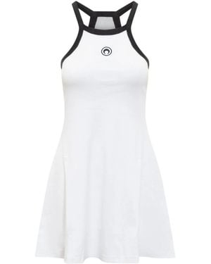 Marine Serre Moon Embroidered Sleeveless Dress - White