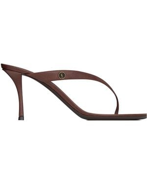 Saint Laurent Sue Thong-Detail Sandals - Brown