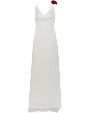 Magda Butrym Rosette Embellished Slip Gown - White