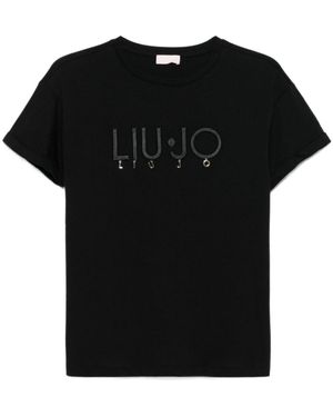 Liu Jo Logo Embellished Crewneck T-Shirt - Black