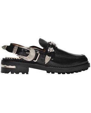 Toga Sling-Back Mule Loafers - Black