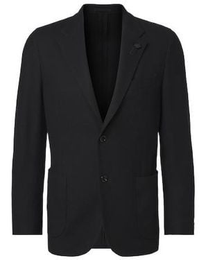 Lardini Solid Cotton Blazer - Black