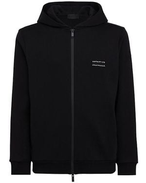 Moncler Logo Cotton Fleece Zip-Up Hoodie - Black