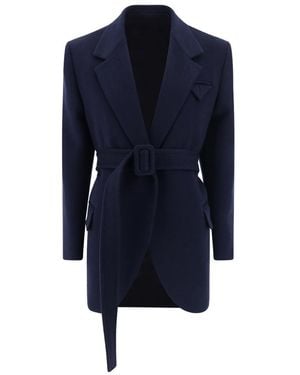 Bottega Veneta Classic Labels Belted Coat - Blue