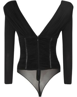Elisabetta Franchi Ruched Zip Bodysuit - Black