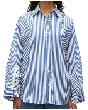 3.1 Phillip Lim Striped Panelled Shirt - Blue