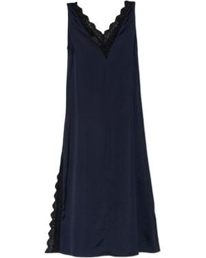 Officine Generale Sleeveless Lace Trim Dress - Blue
