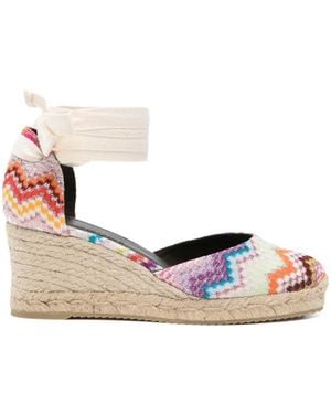 Missoni Chevron-Pattern Tie Espadrilles - Pink