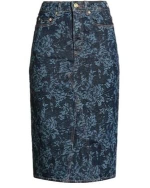 Ganni Denim Printed Pencil Skirt - Blue