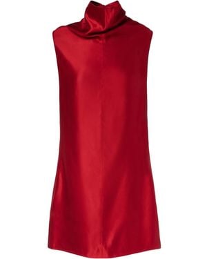 KHAITE Daria Turtleneck Satin Minidress - Red