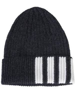 Thom Browne 4-Bar Knitted Beanie - Blue