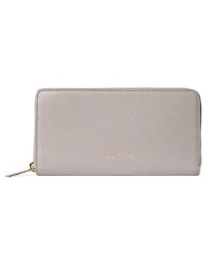Gucci Zip Around Wallet With Lettering - Grey