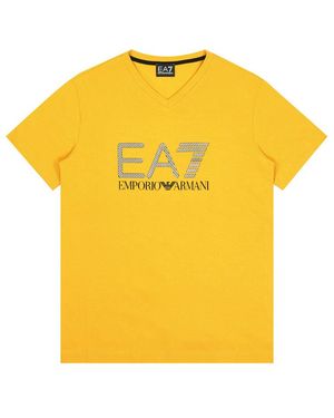 EA7 Logo T-Shirt With Round Neck - Yellow