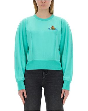 Vivienne Westwood Logo-Embroidered Crewneck Sweatshirt - Blue