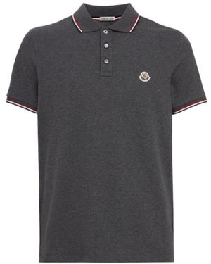 Moncler Tricolour-Trimmed Cotton Polo Shirt - Black