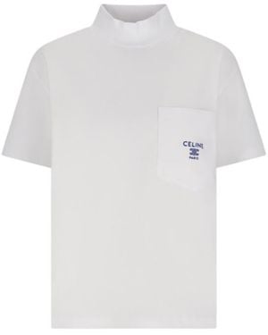 Celine Mock Neck T-Shirt - White