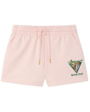 CASABLANCA Tennis Club Embroidered-Logo Shorts - Pink