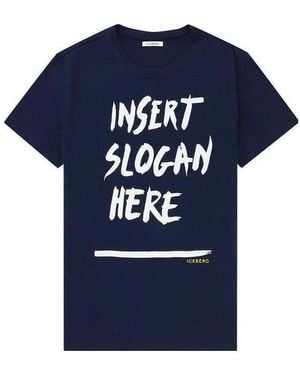 Iceberg Round Collar Logo T-Shirt - Blue
