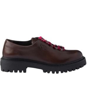 Prada Leather Lace-Up Shoes - Brown