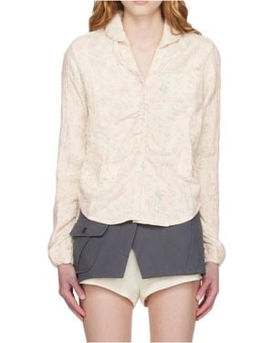 OPEN YY Floral Pattern Shirt - White