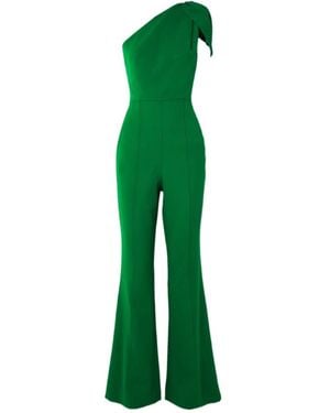 Roland Mouret One-Shoulder Stretch-Cady Jumpsuit - Green