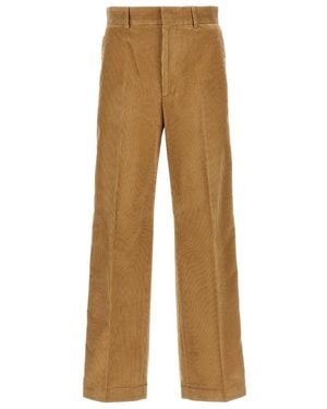 Palm Angels Side Stripe Detailed Corduroy Trousers - Natural