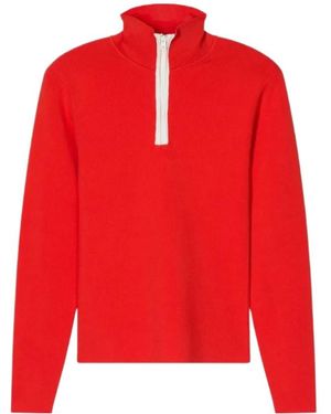 Closed Half-Zip Long-Sleeve Jumper - Red