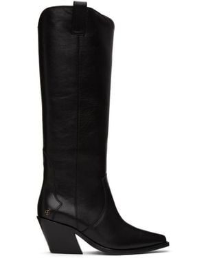 Anine Bing Tania Block Heel Knee-High Boots - Black