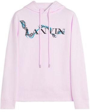 Lanvin Logo Printed Drawstring Hoodie - Pink