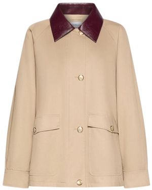 Marella Collared Button-Front Casual Jacket - Natural