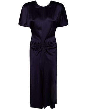 Victoria Beckham Bela Ruched Sleeve Midi Dress - Blue