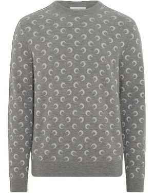 Marine Serre Moon Jacquard Knit Crewneck Jumper - Grey