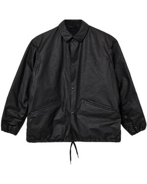 Comoli Long Sleeve Leather Jacket - Black