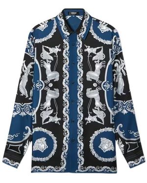 Versace Pattern-Printed Long-Sleeved Shirt - Blue