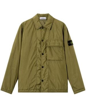 Stone Island Logo Patch Buttoned Jacket - Green