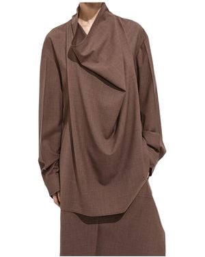 Bottega Veneta Light Wool Toile Blouse - Brown
