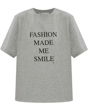 Victoria Beckham Slogan Print T-Shirt - Grey
