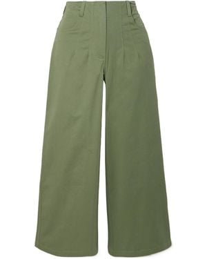 STAUD High-Waisted Wide-Leg Trousers - Green