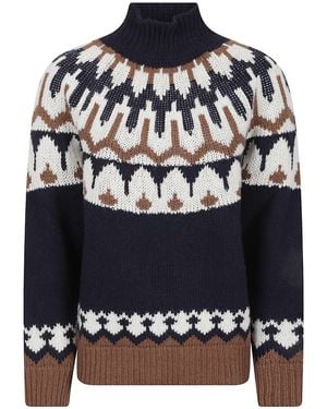 ERMANNO FIRENZE High-Neck Knit Sweater - Blue