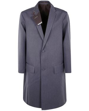 Kolor Single-Breasted Panel-Detail Coat - Blue
