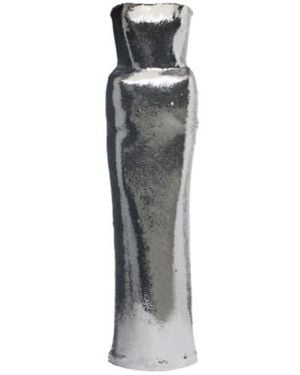 David Koma Padded Sequined Bustier Gown - Grey
