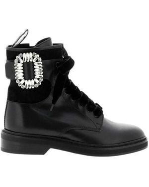 Roger Vivier Rhinestone Ankle Boots - Black