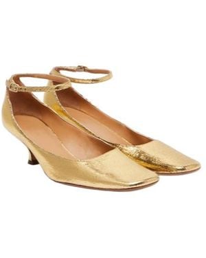Calvin Klein Anna Metallic Leather Pumps - Natural