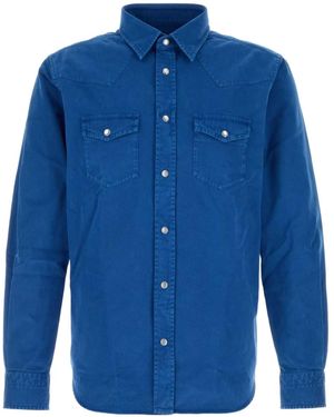 Tom Ford Long-Sleeved Button-Down Western Shirt - Blue