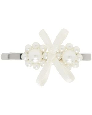 Simone Rocha Petite Bow Mini Flower Hair Clip - White