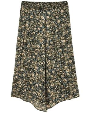 Ba&sh Clap Floral-Print Pleated Midi Skirt - Green