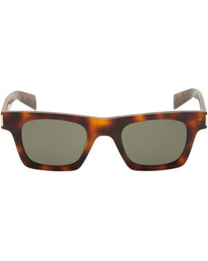 Saint Laurent Eyewear Rectangular Frame Sunglasses - Metallic